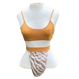 ICON SWIM bikini high waist high cut cheeky brown/white